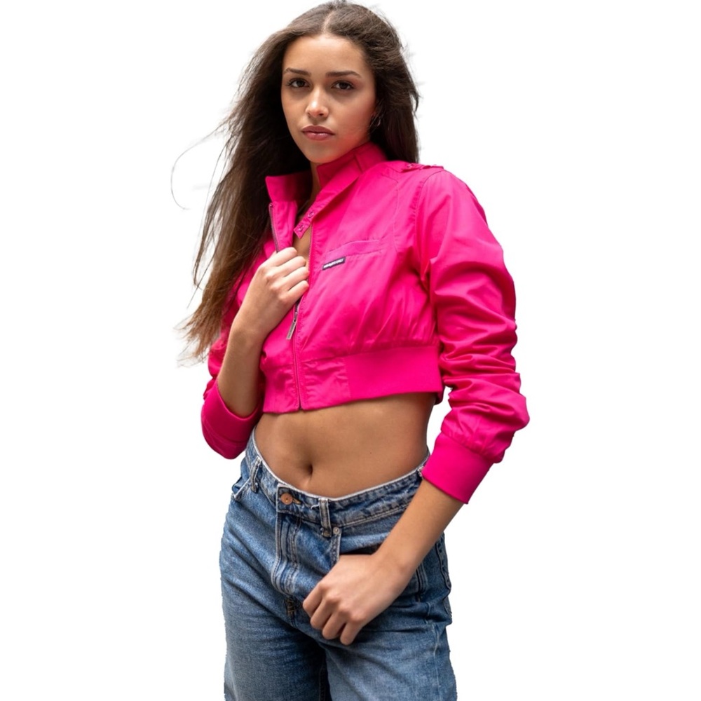 Members Only Hot Pink Cropped Windbreaker Jacket - Picture 4 of 6